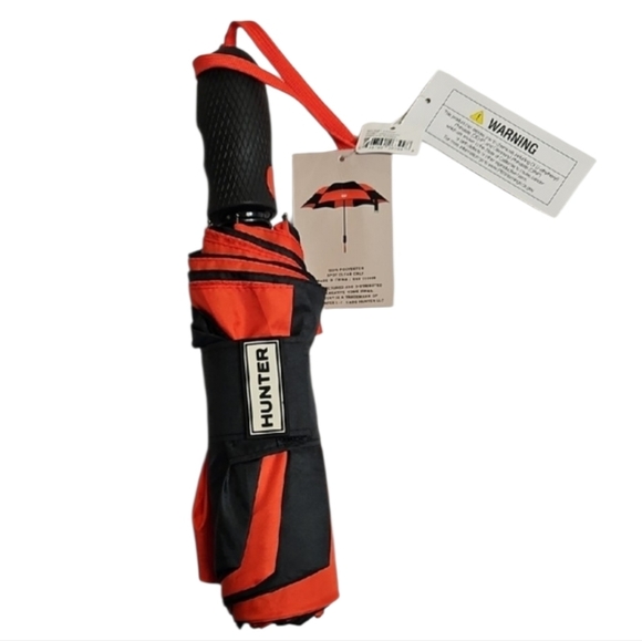 Hunter Vented Compact Dual Canopy Oversized Umbrella, Black/Red, NWT - Picture 2 of 8